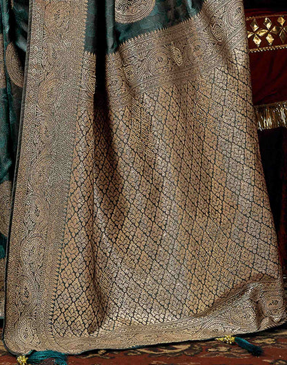 Dusty Rama Green Silk Woven Banarasi Saree