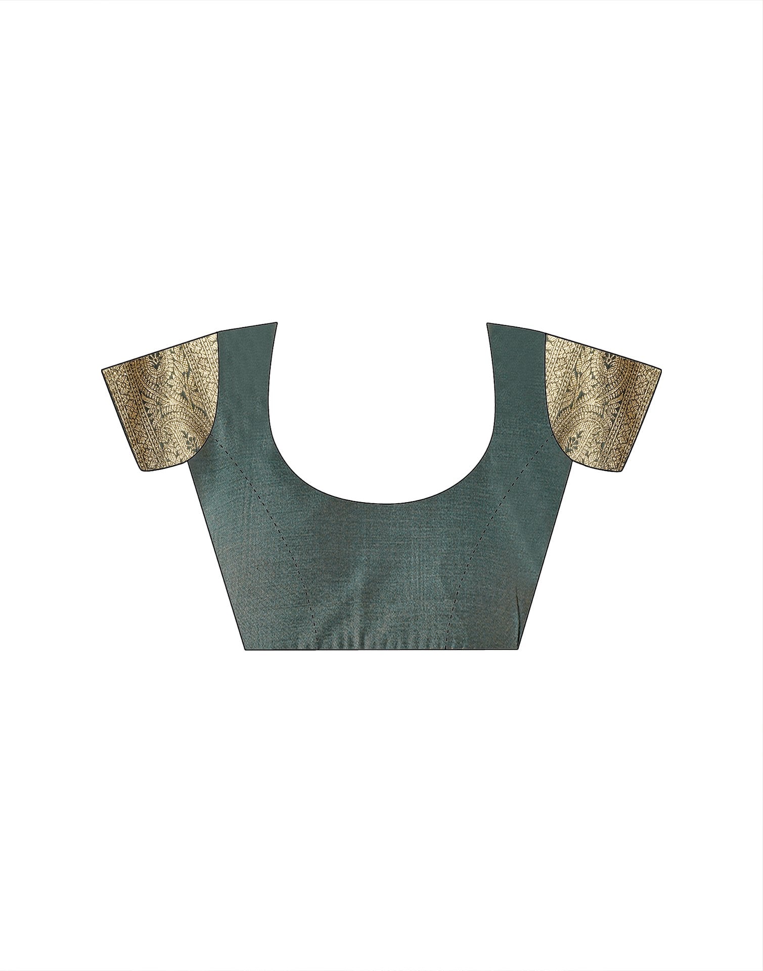 Dusty Rama Green Silk Woven Banarasi Saree