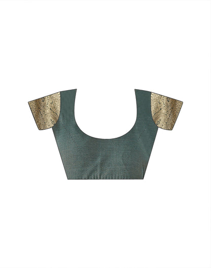Dusty Rama Green Silk Woven Banarasi Saree