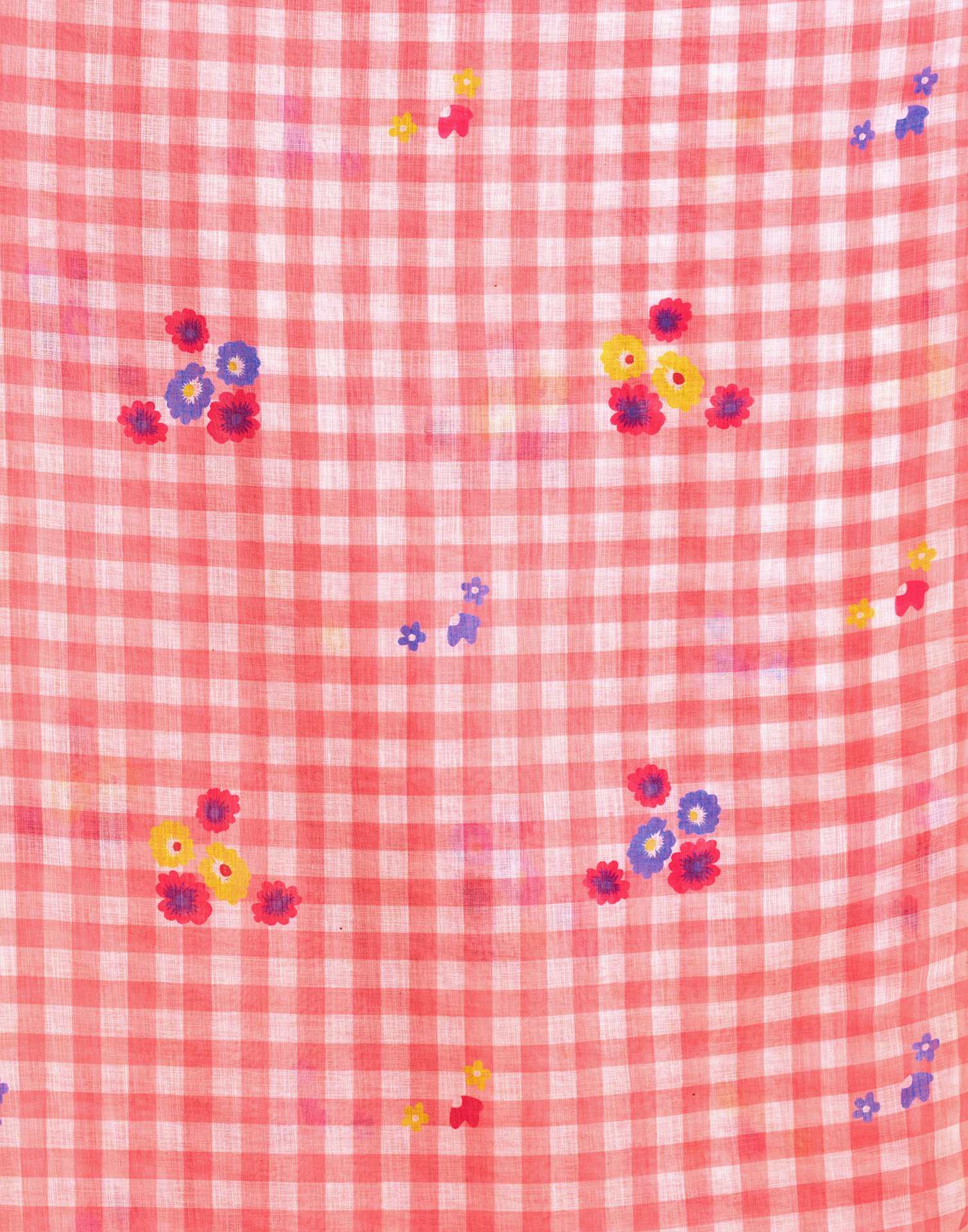 Light Peach Linen Printed Saree
