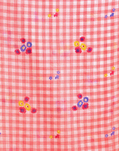 Light Peach Linen Printed Saree