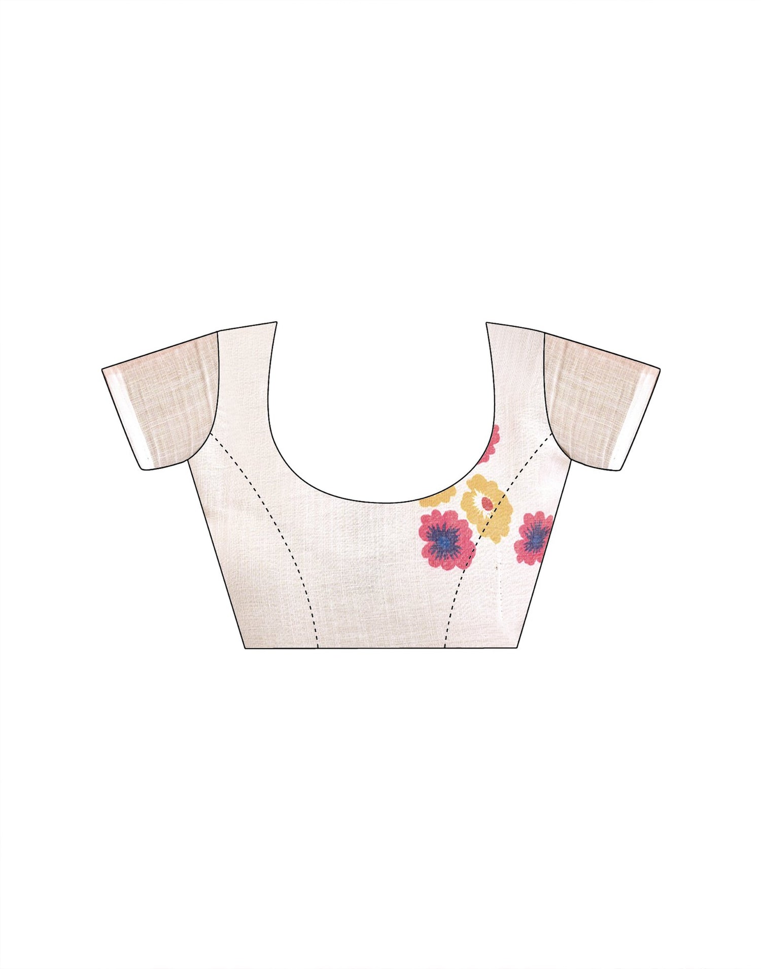 Light Peach Linen Printed Saree