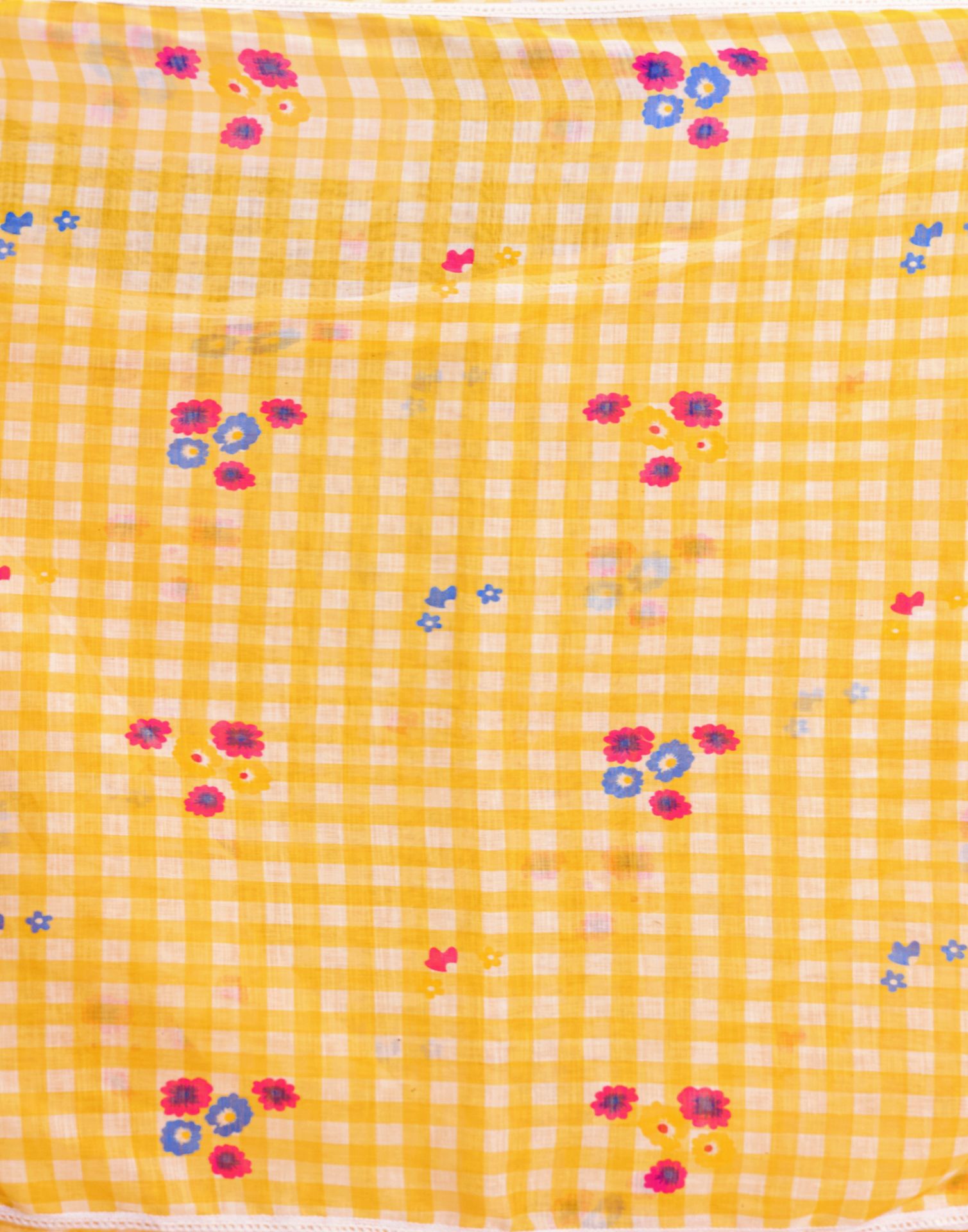 Yellow Linen Printed Saree