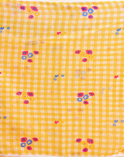 Yellow Linen Printed Saree