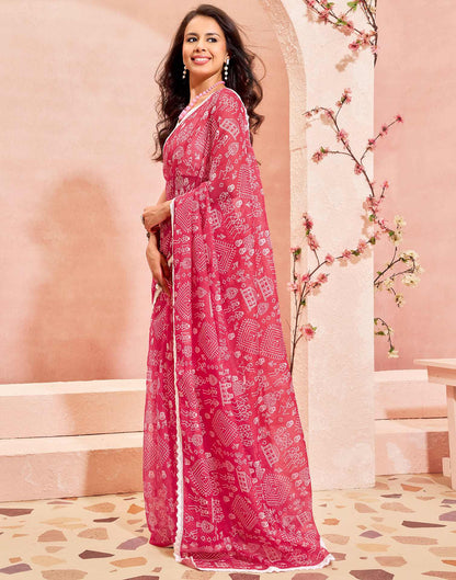 Pink Linen Warli Printed Saree