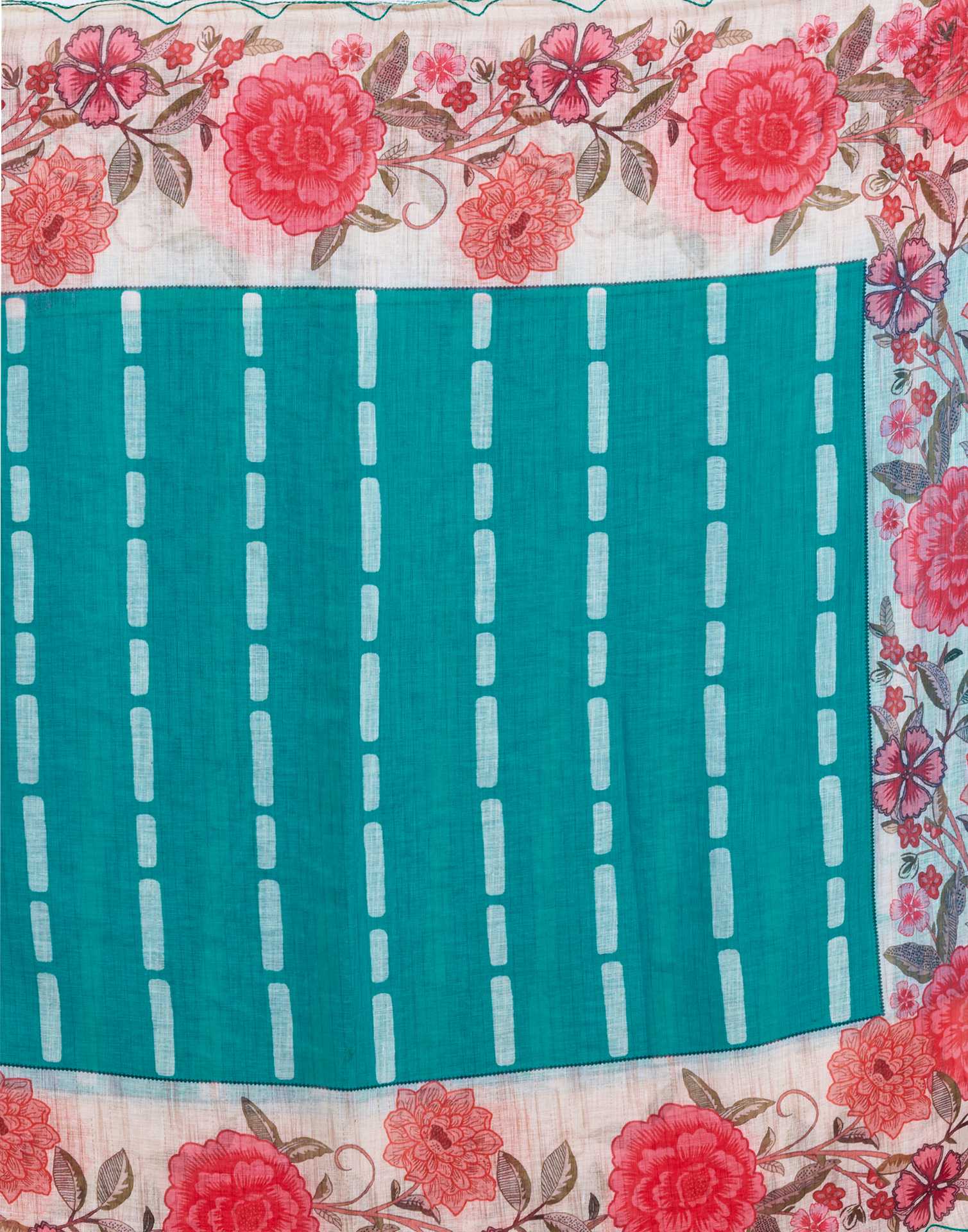 Sky Blue Linen Printed Saree
