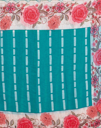 Sky Blue Linen Printed Saree