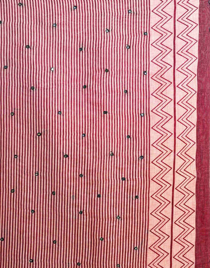 Dark Pink Linen Printed Saree