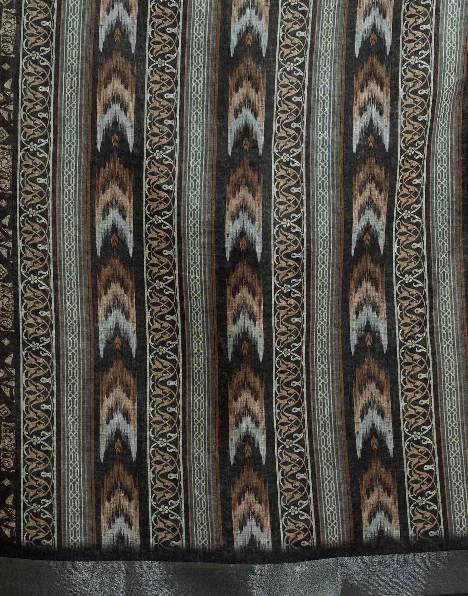 Black Linen Printed Saree