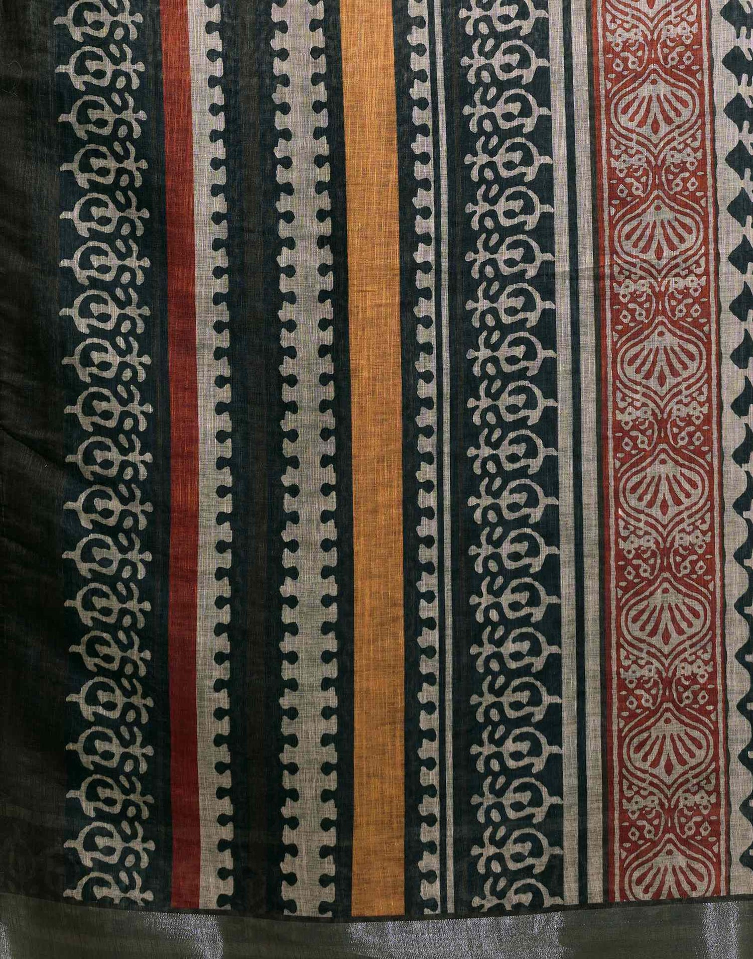 Black Linen Printed Saree