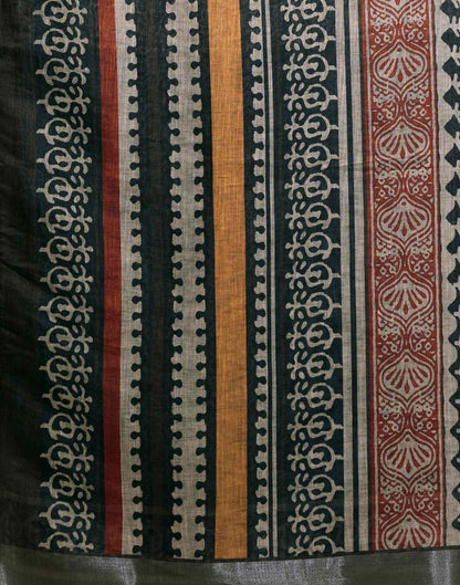 Black Linen Printed Saree