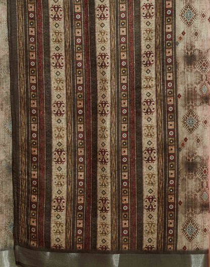 Dusty Beige Linen Printed Saree