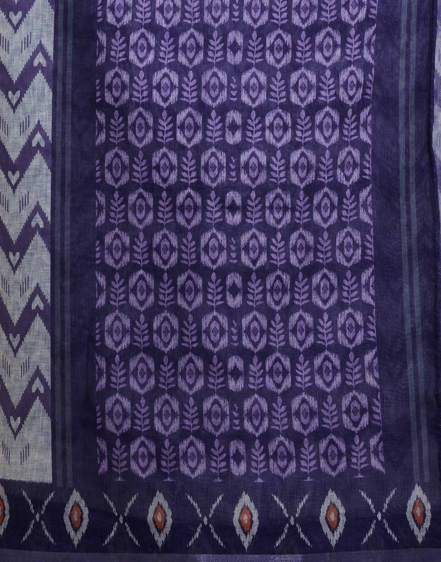 Off White Linen Printed Saree