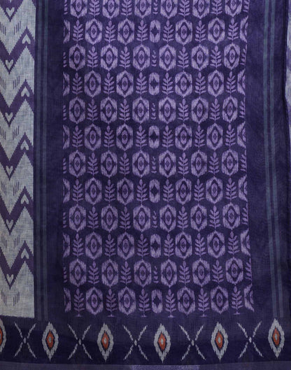 Off White Linen Printed Saree
