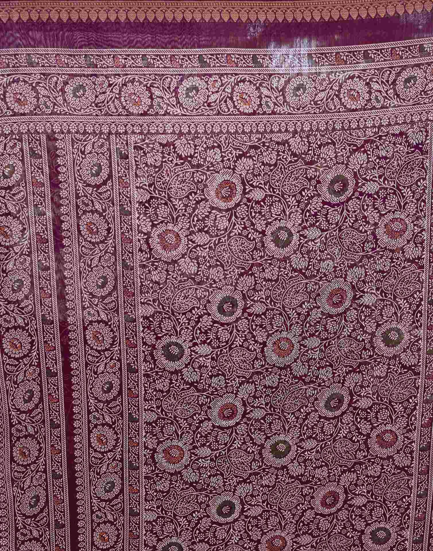 Wine Georgette Printed Saree