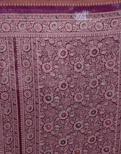 Wine Georgette Printed Saree