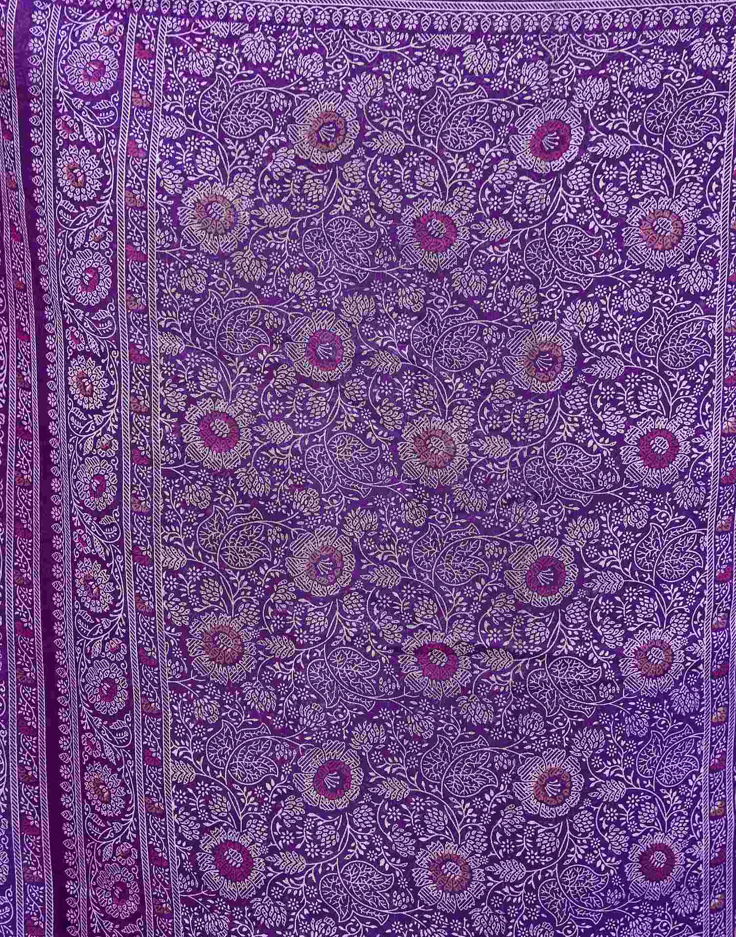 Dark Purple Georgette Printed Saree