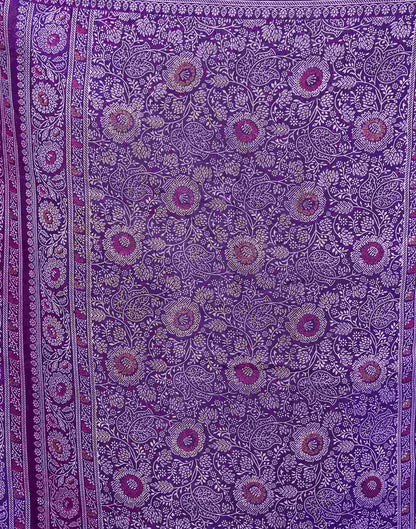 Dark Purple Georgette Printed Saree