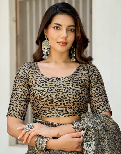 Dark Beige Khadi Printed Saree