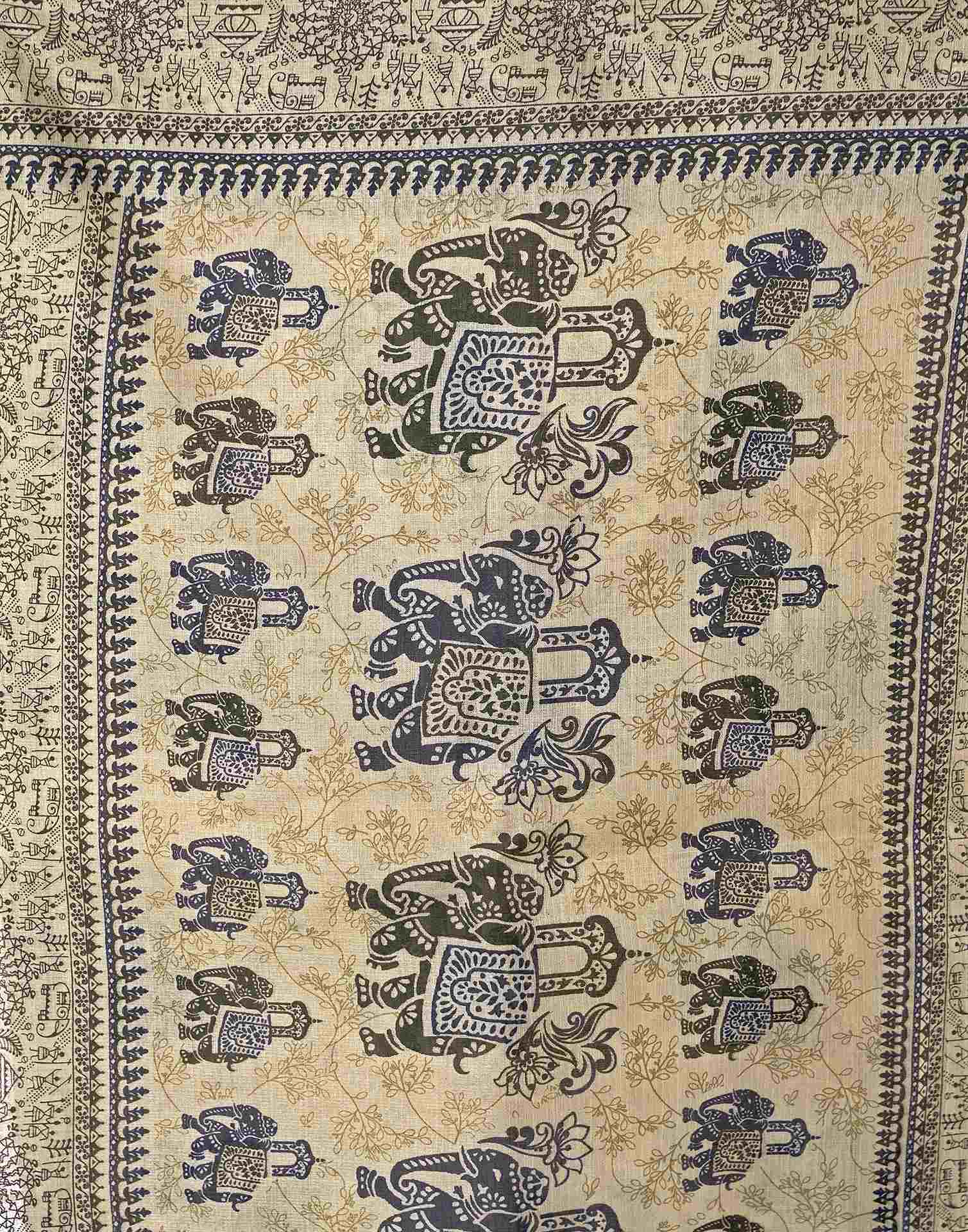 Beige Khadi Printed Saree