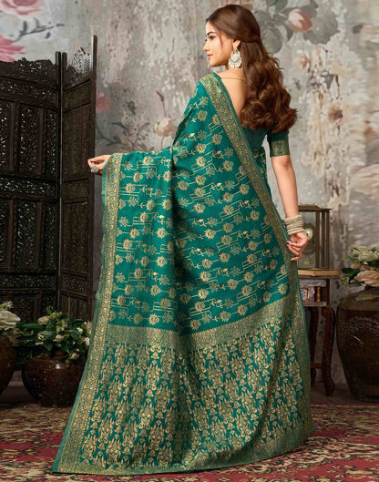 Teal Green Silk Woven Banarasi Saree