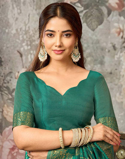 Teal Green Silk Woven Banarasi Saree