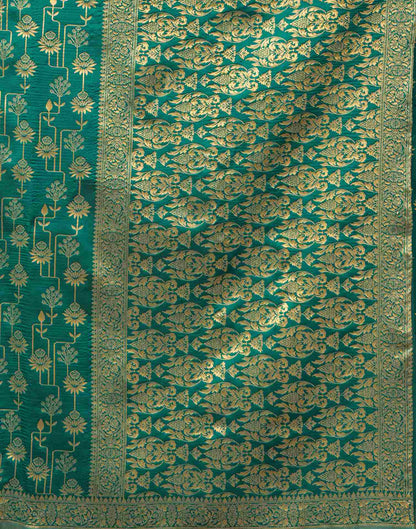 Teal Green Silk Woven Banarasi Saree