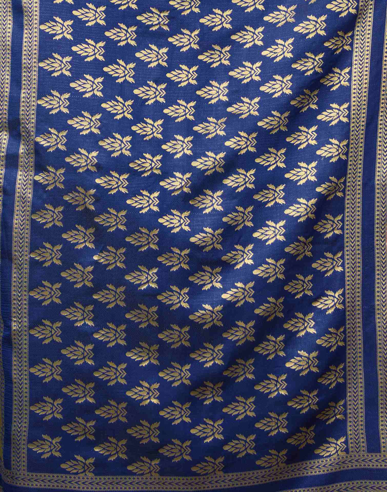 Navy Blue Silk Woven Banarasi Saree