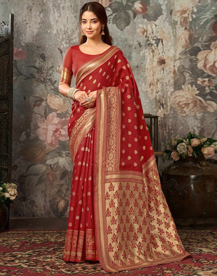 Red Silk Woven Banarasi Saree