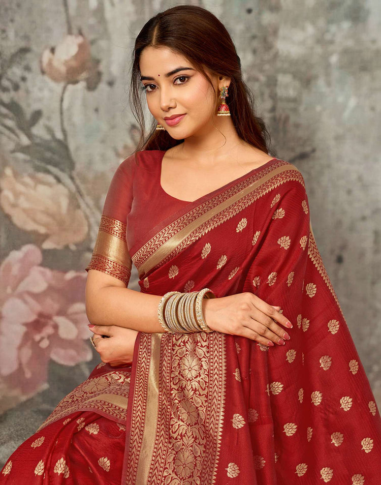 Red Silk Woven Banarasi Saree