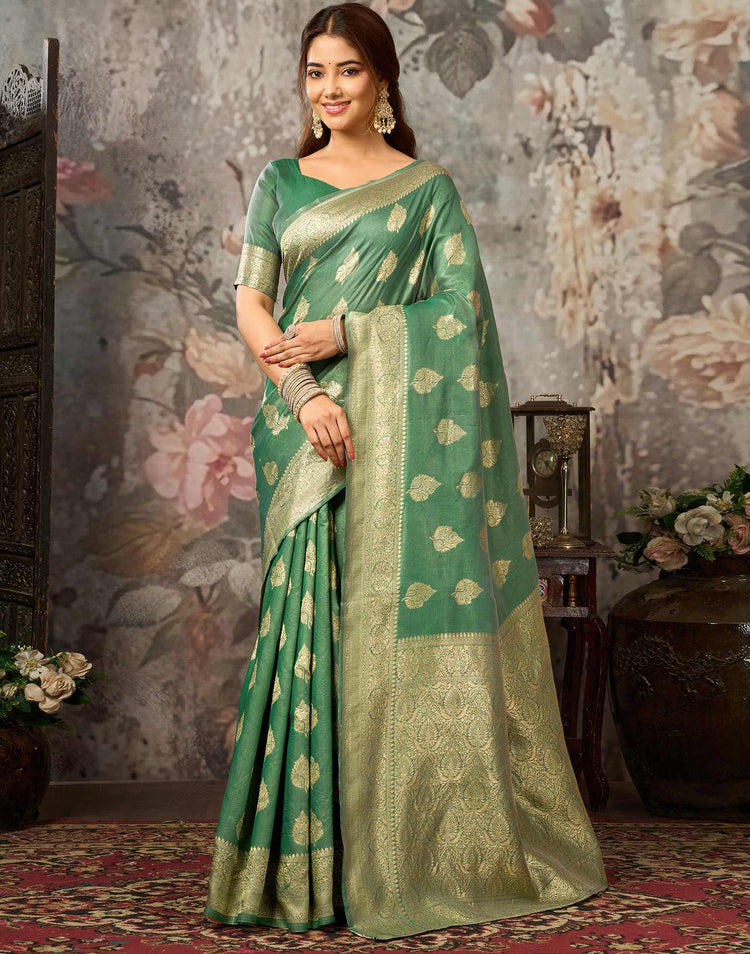 Green Silk Woven Banarasi Saree