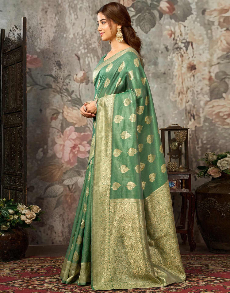 Green Silk Woven Banarasi Saree