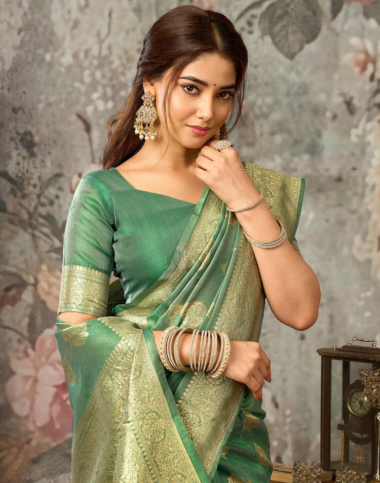 Green Silk Woven Banarasi Saree