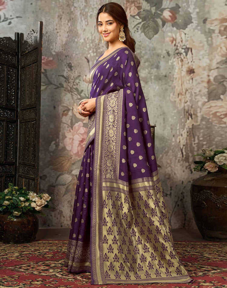 Purple Silk Woven Banarasi Saree
