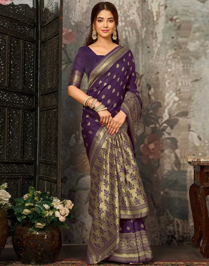 Purple Silk Woven Banarasi Saree