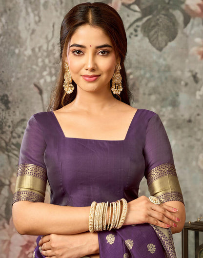 Purple Silk Woven Banarasi Saree