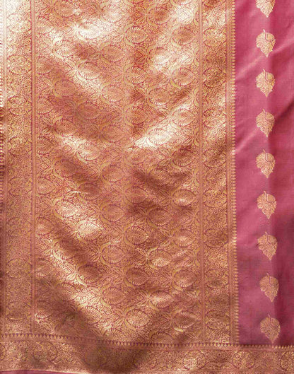 Dark Coral Pink Silk Woven Banarasi Saree