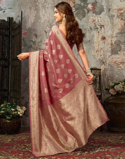Dark Mauve Silk Woven Banarasi Saree