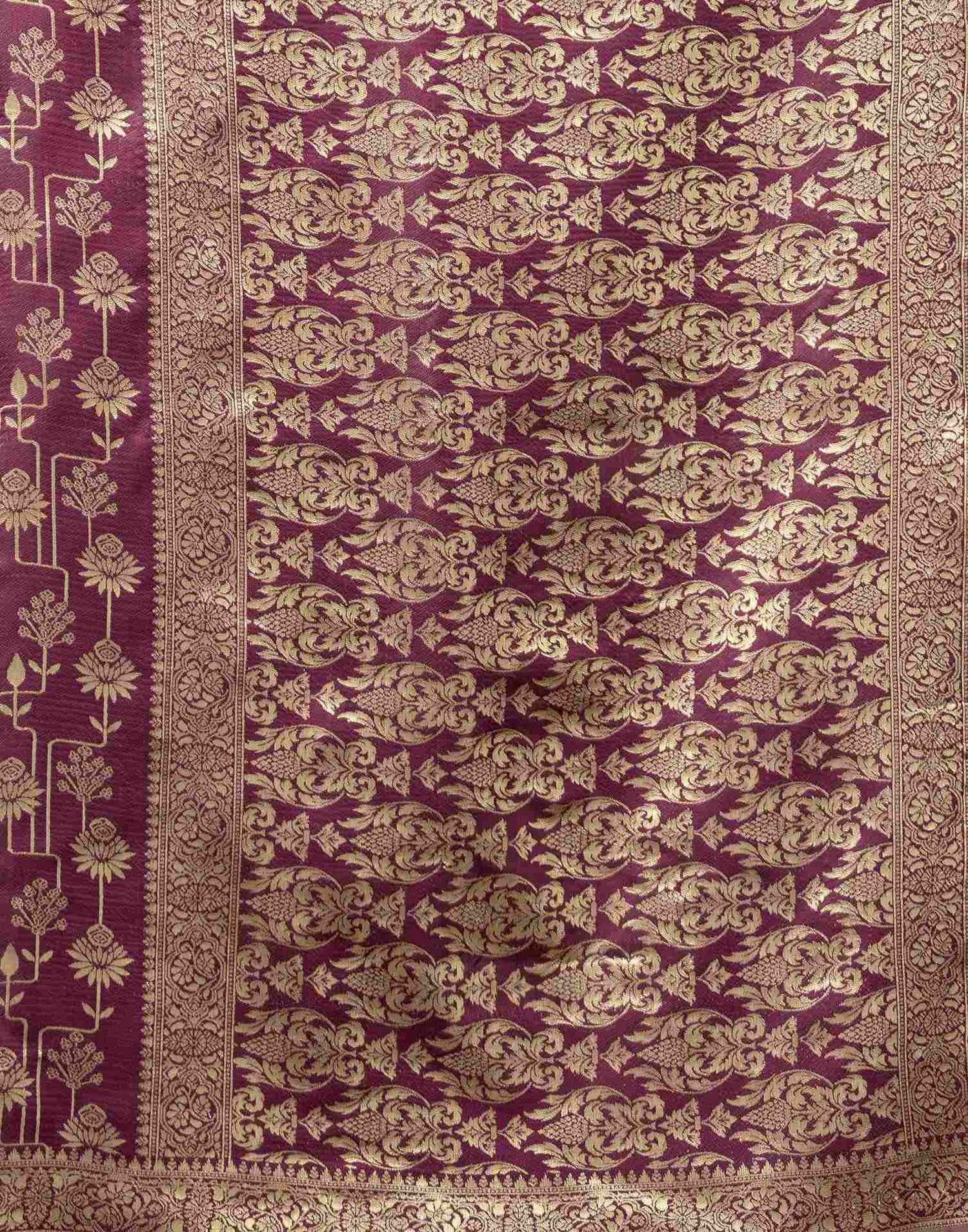Magenta Silk Woven Banarasi Saree