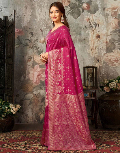 Rani Pink Silk Woven Banarasi Saree