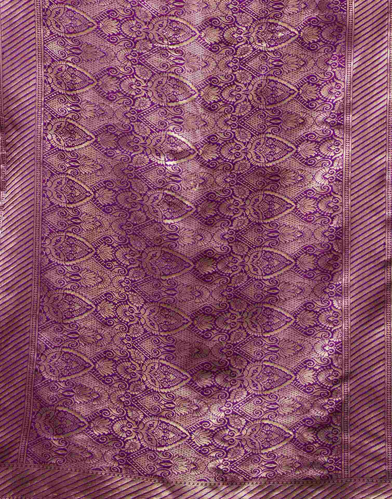 Dark Magenta Silk Woven Banarasi Saree