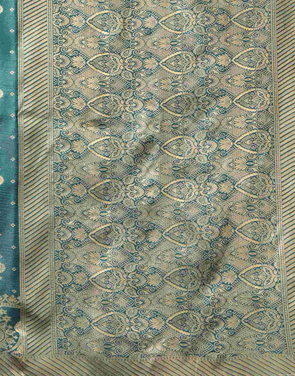 Teal Blue Silk Woven Banarasi Saree