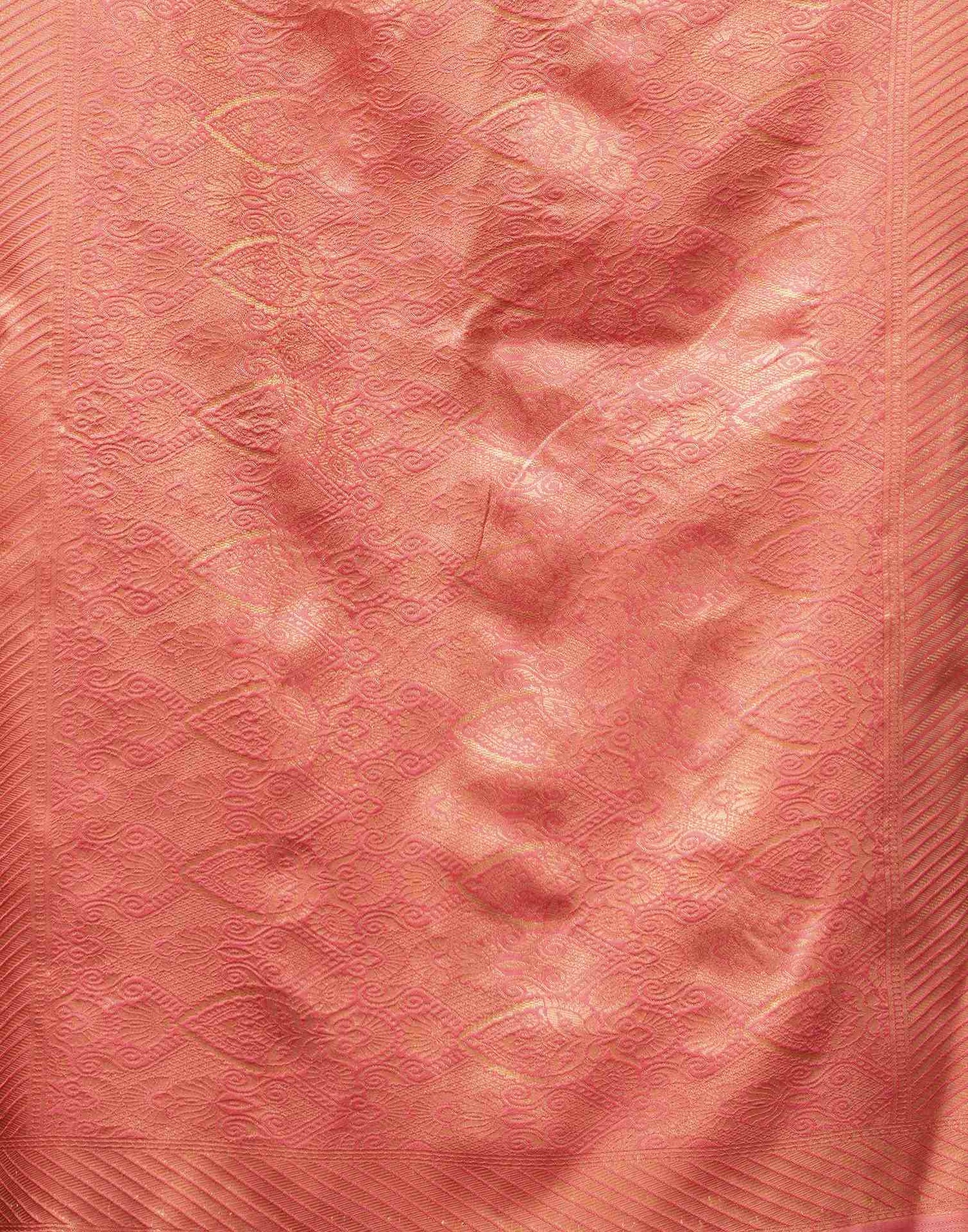 Dark Coral Pink Silk Woven Banarasi Saree