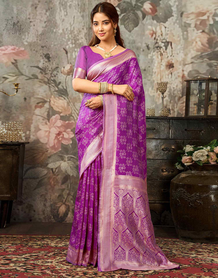 Purple Silk Woven Banarasi Saree