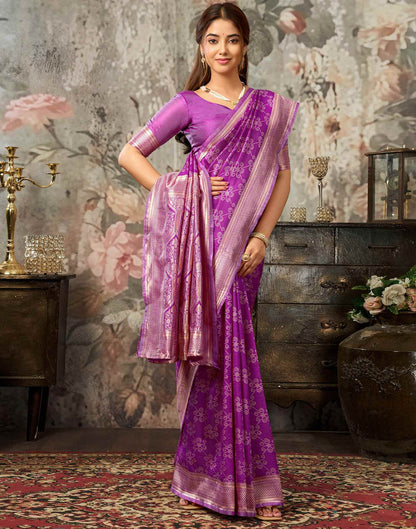Purple Silk Woven Banarasi Saree