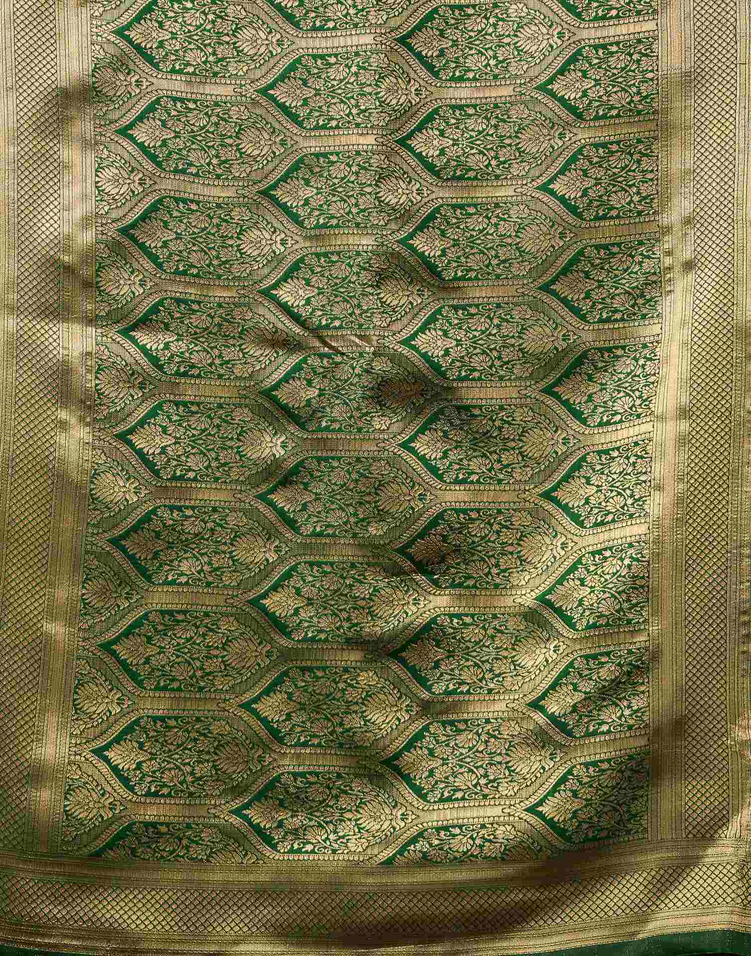 Dark Green Silk Woven Banarasi Saree