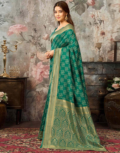 Rama Green Silk Woven Banarasi Saree