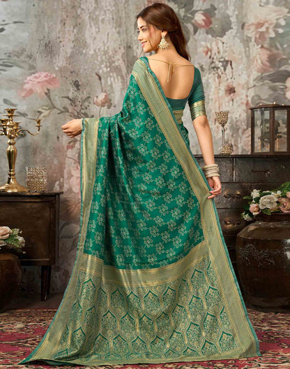 Rama Green Silk Woven Banarasi Saree