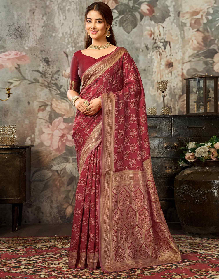 Red Silk Woven Banarasi Saree