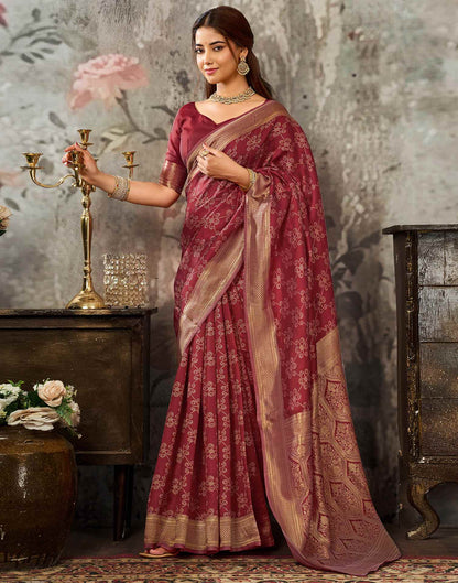 Red Silk Woven Banarasi Saree